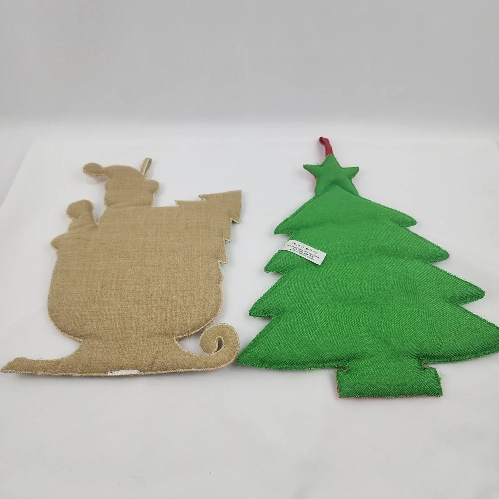 Vintage‎ Franco Ramie Linen Sleigh Tree Pot Holders Set of 2 Hanging